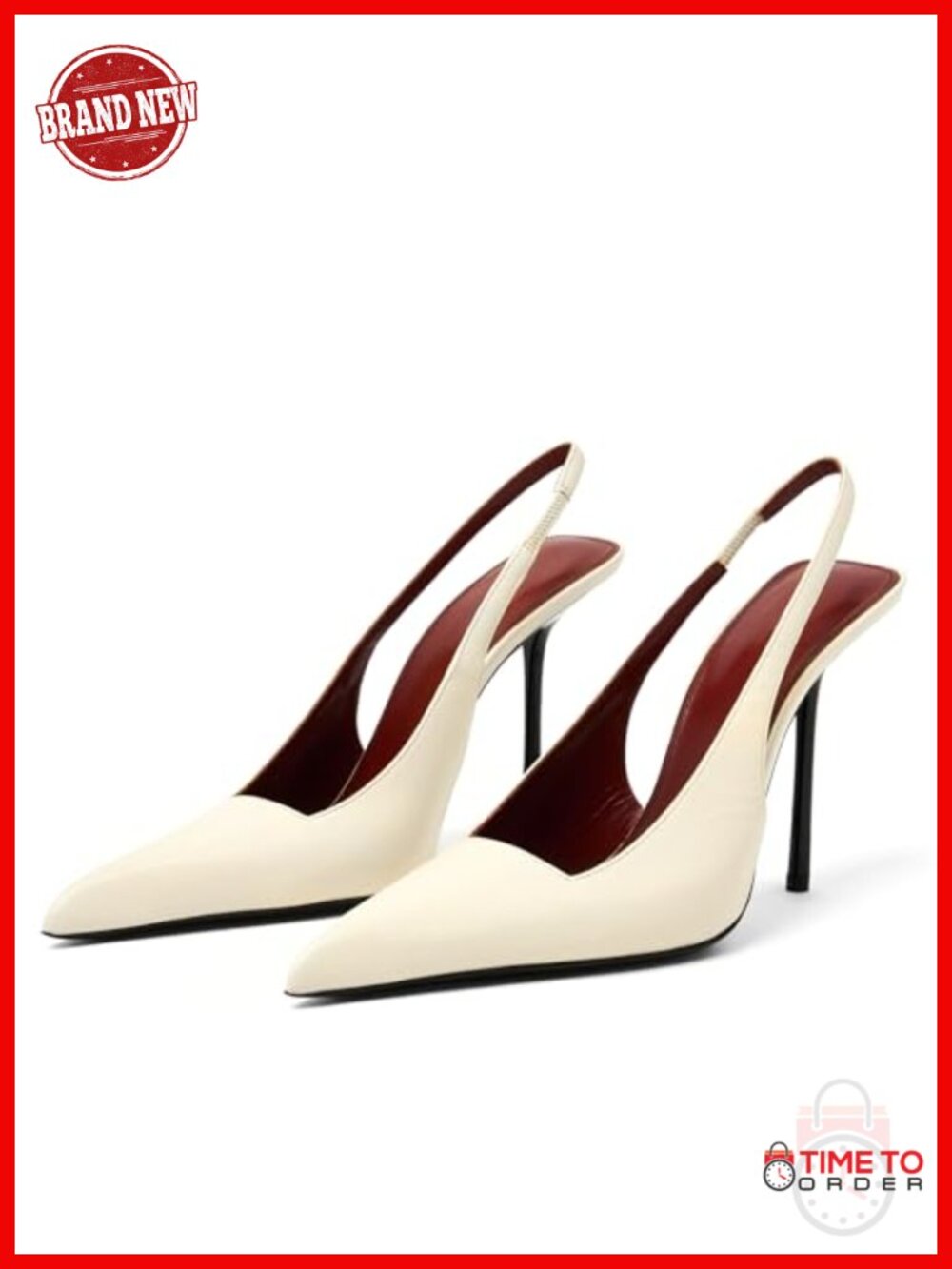 Slingback Heels Pointed Toe Stiletto Patent Leather Slip On Dress Pumps